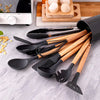 12-Piece Silicone Cooking Utensils Set for Non-stick Cookware: Black Kitchen Tools, Heat-Resistant Accessories
