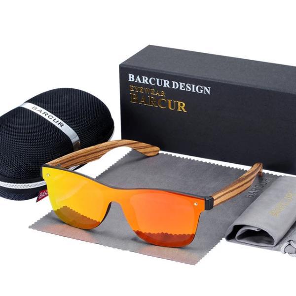 Wooden Frame Retro Square Sunglasses UV400 Protection