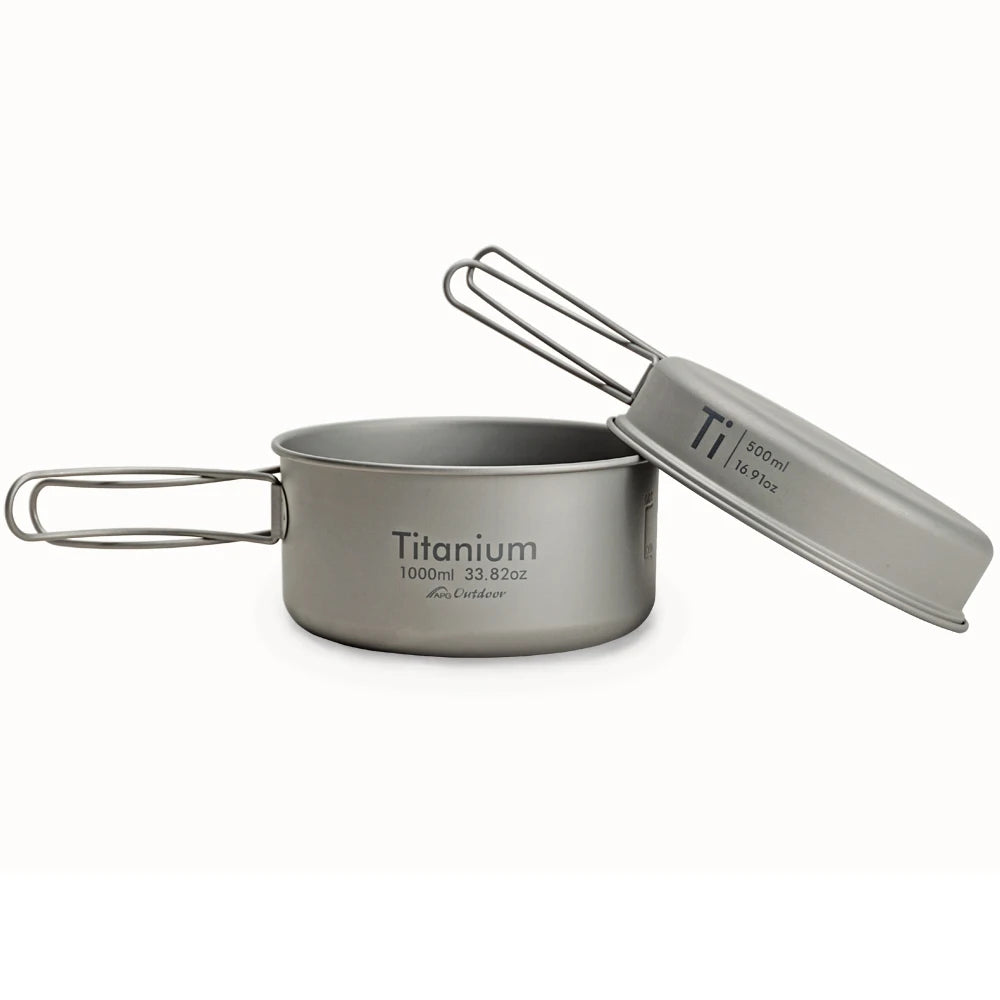 Ultralight Titanium Camping Pan - Foldable Outdoor Cookware Pot - Enhances Body Resistance, Ideal for Travel & Hiking