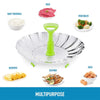 9-Inch Stainless Steel Lotus Steaming Tray: Folding Food Steamer Vegetable Fruit Basket, Mesh Steamer Rack for Cooking Cookware