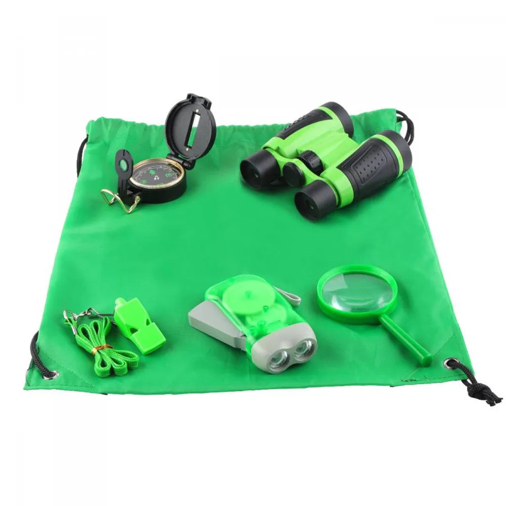 6PCS Kids Outdoor Exploration Set | Binoculars, Flashlight, Compass, Magnifying Glass & Insect Viewer | Camping & Hiking Adventure Gear