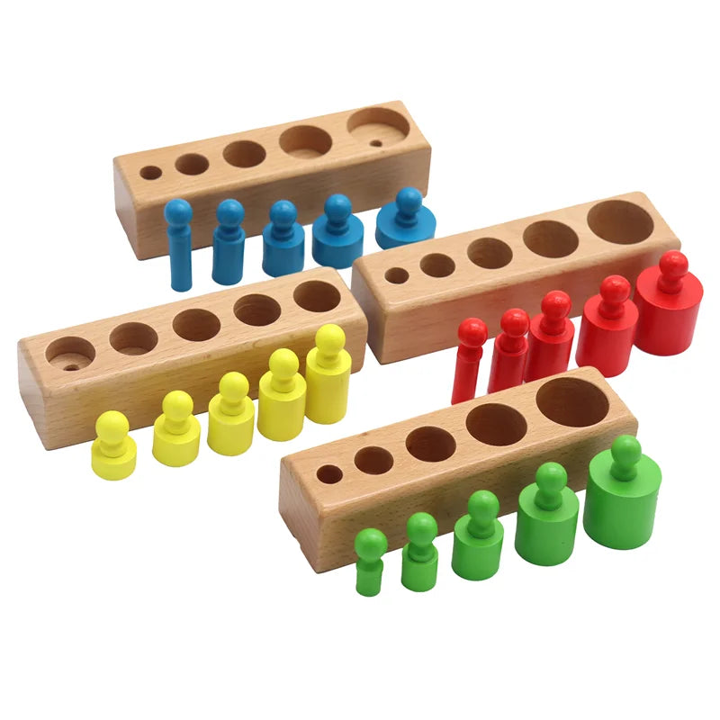 Montessori Cylinder Socket Puzzles | Wooden Educational Toy for Baby Development, Sensory Practice, and Preschool Learning