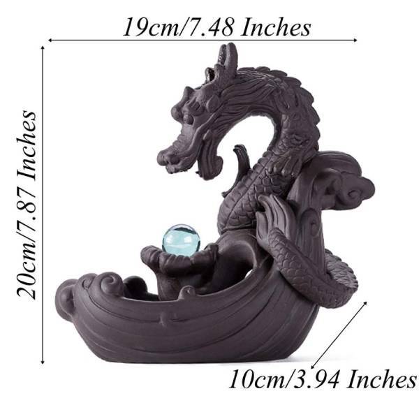 Backflow Ceramic Dragon Crystal Ball Incense Holder Home Decor