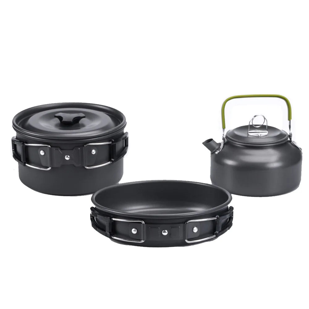 Camping Cookware Kit: Outdoor Aluminum Lightweight Equipment for Traveling, Trekking, Hiking Supplies