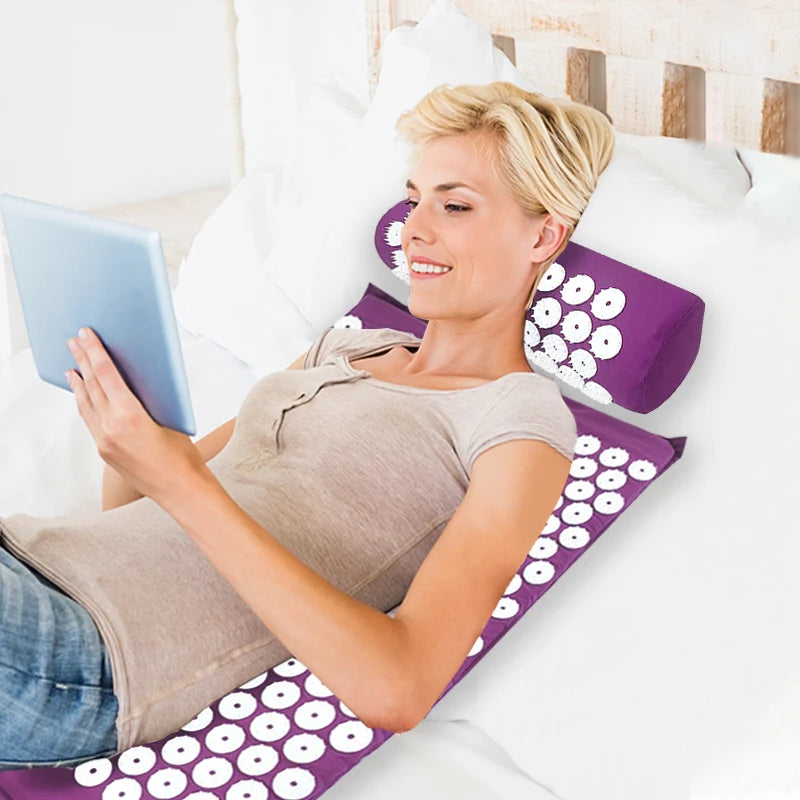 Purple Yoga Massage Pillow Pad | Large Touchpoints for Better Neck, Back & Foot Massage | Household Massage Cushion