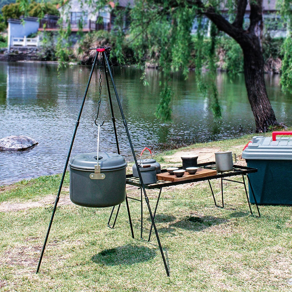 Outdoor Camping Bonfire Tripod: Portable Triangle Support for Hanging Pot, Campfire Cookware, Picnic Cooking, and Grill Tool