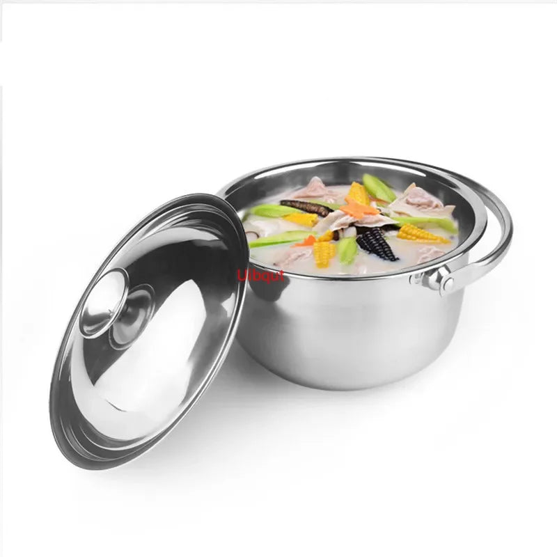 Stainless Steel Soup Pot Cooking Bowl Stockpot with Metal Handles - Kitchen Cookware Pan Set for Pots and Pans