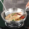 304 Stainless Steel Non-Stick Frying Pan Wok for Gas Stove and Induction, Uncoated Kitchen Cookware, Universal Saucepan