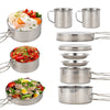 8-Piece Camping Cookware Set Stainless Steel Cooking Pot and Pan Set with Plates and Cups for Outdoor Hiking Backpacking