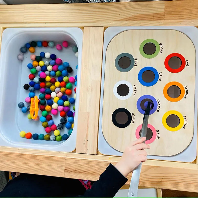 Montessori Wooden Sensory Tray Board Game | Color Sorter for Fine Motor Skills | Open Learning Educational Toy | Enhances Children's Fine Movement Skills