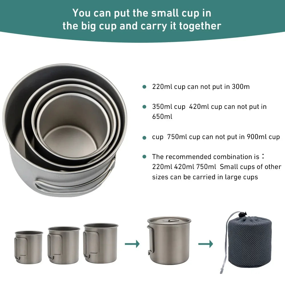 Ultralight Camping Mug: Titanium Cup for Tourists, Picnics, and Outdoor Kitchen Equipment - Cookware Coffee Cup