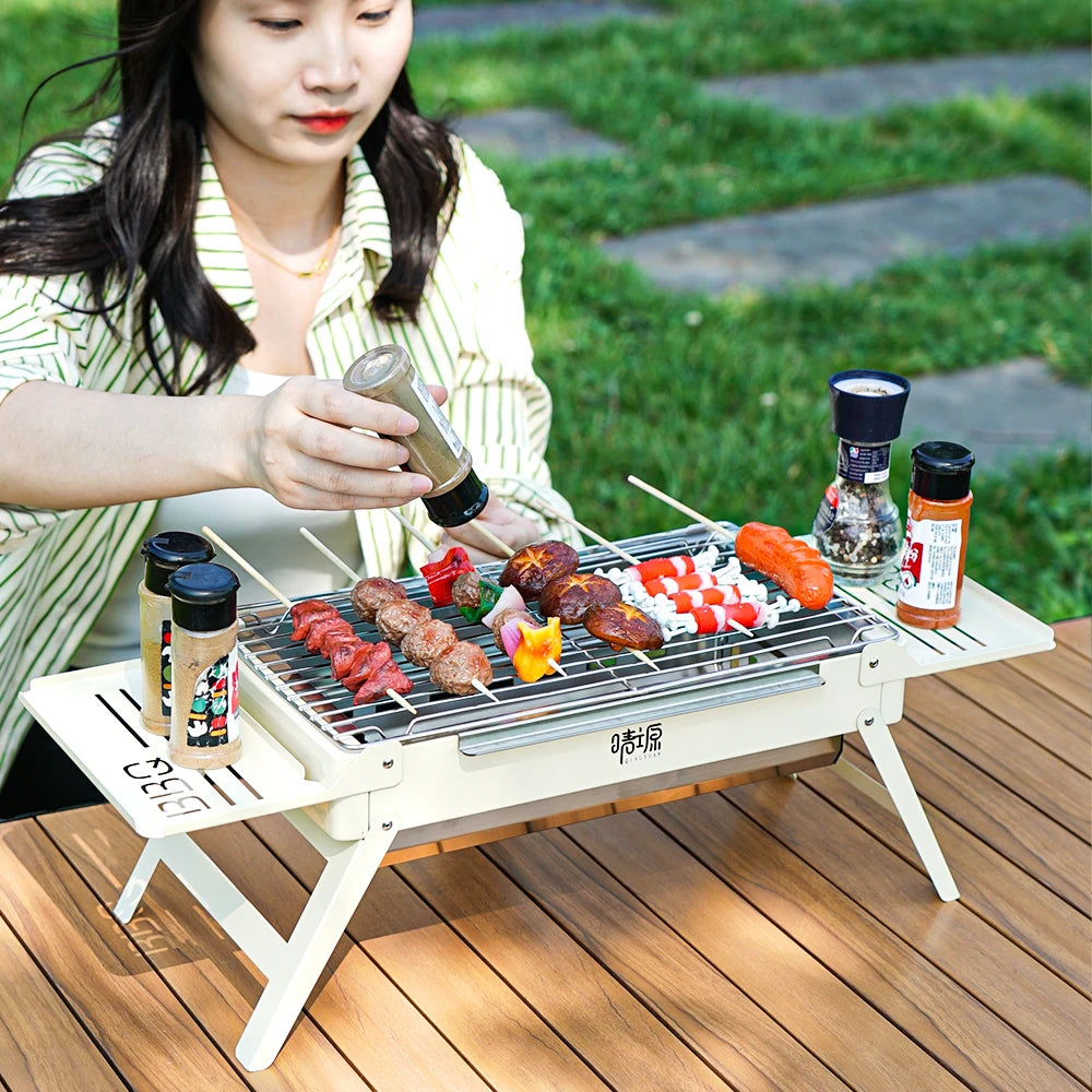 Detachable Camping Grill: Portable Mini Stove with Folding Barbecue Cookstove - Durable Foldable BBQ Grill Rack for Outdoor Cookware