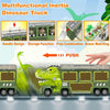 15-in-1 Dinosaur Truck Toy | Flashing Lights & Music | Tyrannosaurus Transport Car Carrier | Includes 5 Pull-Back Dino Cars | Perfect for Kids