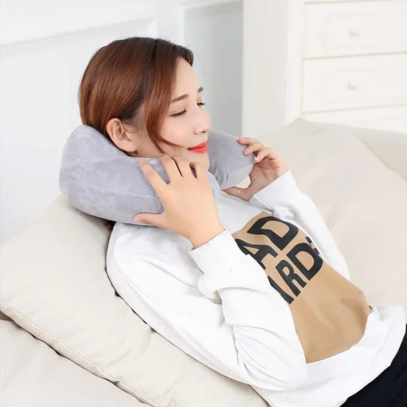 Inflatable U-Shape Travel Neck Pillow | 4 Colors Comfortable Airplane Pillow | Sleep & Home Textile Accessory