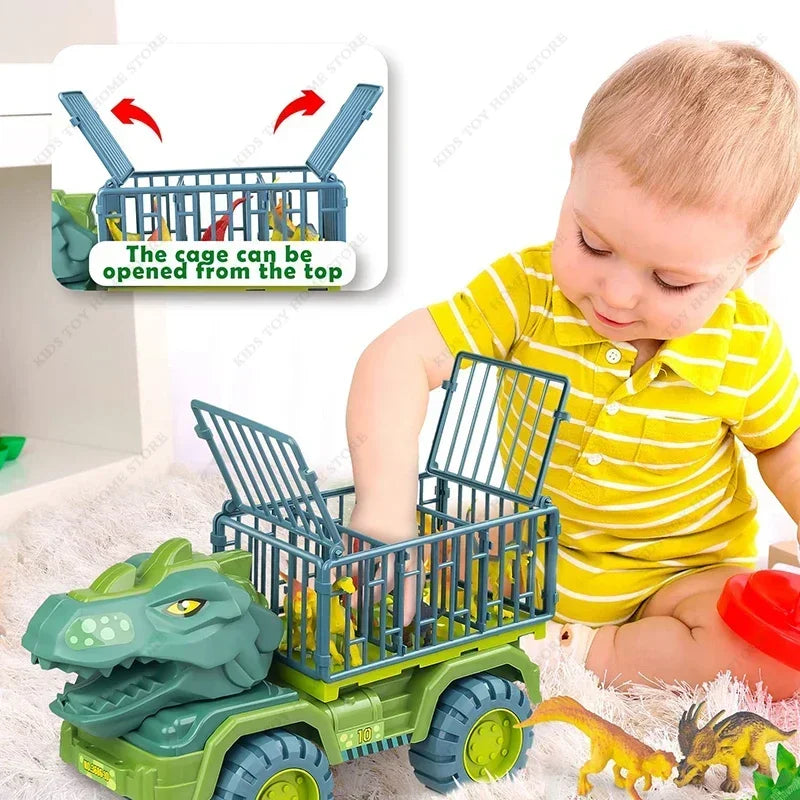 Boys' Car Toys - Dinosaur Truck Transport Carrier Vehicle with Dino Animal Models, including Tyrannosaurus Rex - Ideal Game and Kids' Birthday Gifts