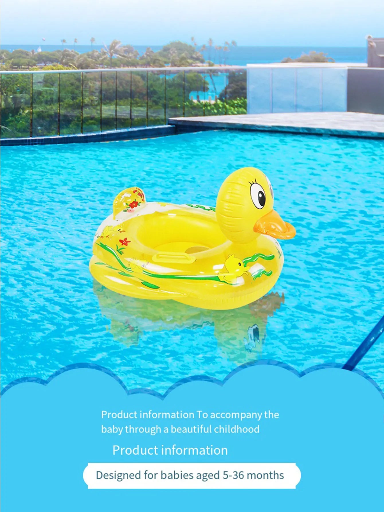 Baby Safe Swimming Seat: Cute Little Yellow Duck Swim Ring | Summer Float Seat | Baby Inflatable Ring Water Sport Pool Toy