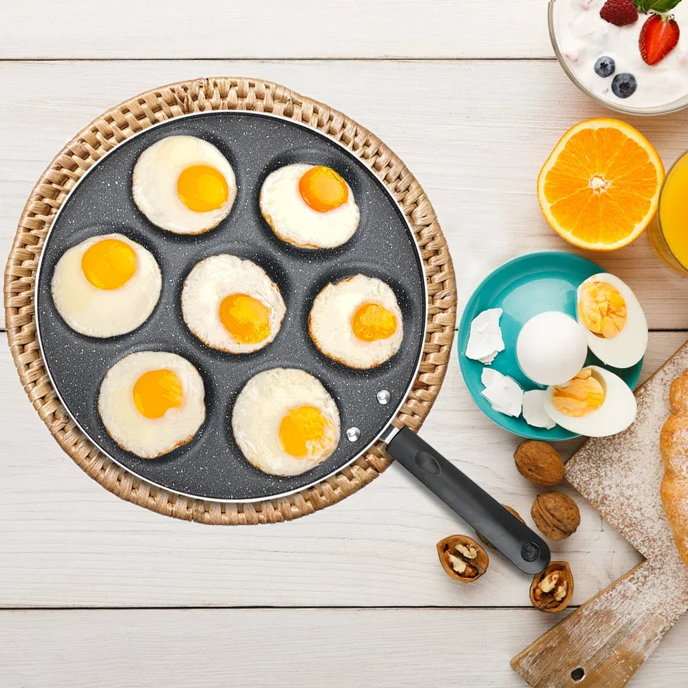 4/7 Cup Pancake Frying Pans Breakfast Egg Pan Durable Non-stick Pan with Holes Cooking Egg Ham Pans Pancake Maker Pan Cookware