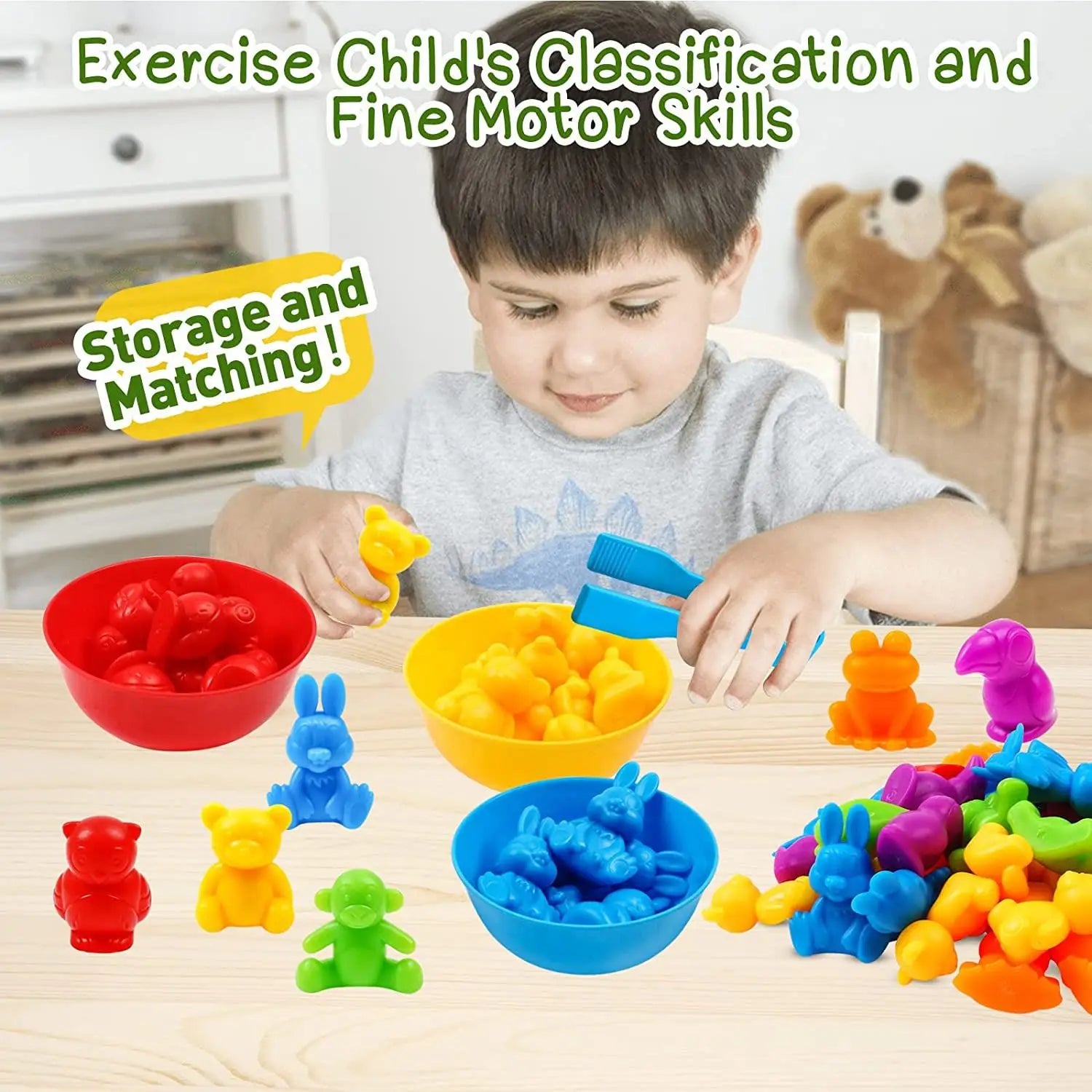 Animal Cognition Matching Game for Kids | Educational Rainbow Sorting Toy | Enhances Fine Motor Skills and Montessori Sensory Learning | Ideal Gift