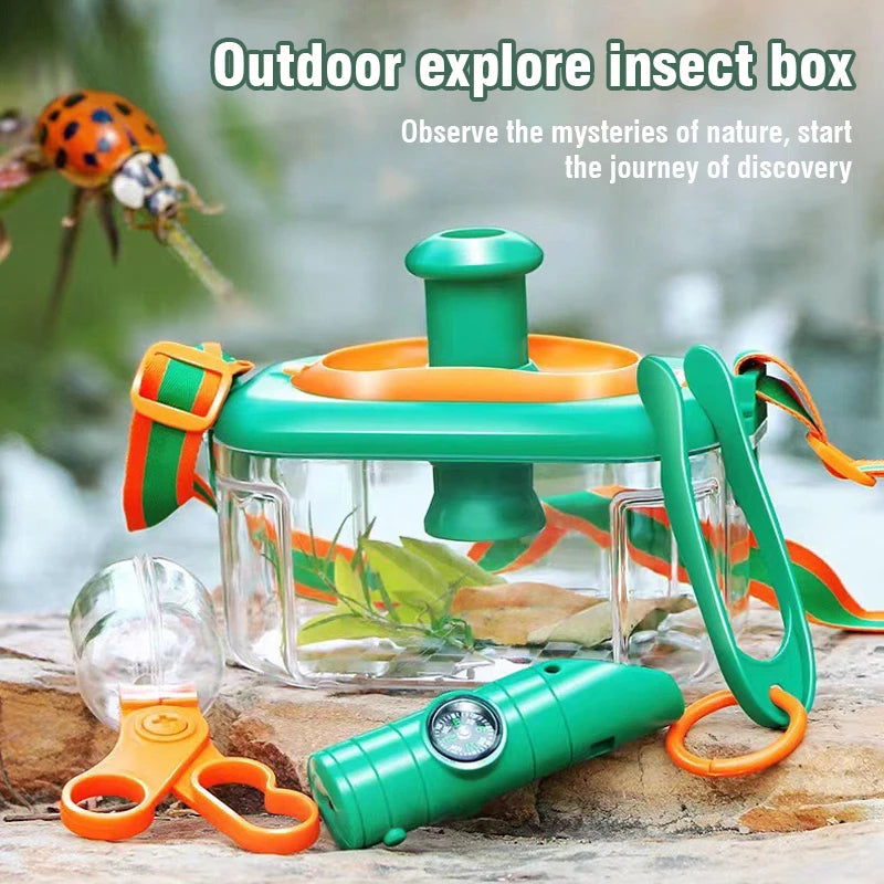 Outdoor Explorer Set Bug Catcher Kit with Binoculars Magnifying Glass Critter Case Butterfly Net Toy for Kid Gift Camping Hiking