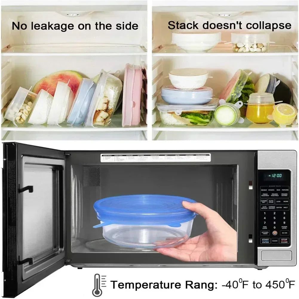 6pcs Kitchen Storage Organization Can Lids: Universal Silicone Lid for Cookware Bowls - Reusable Stretch Cover & Food