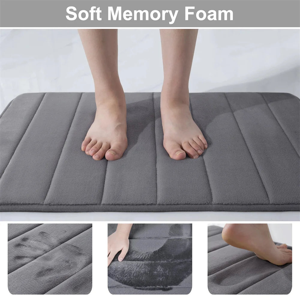 Memory Foam Bath Mat - Super Absorbent, Soft Coral Velvet Bathroom Mat, Non-Slip Shower Carpet, Floor Rug for Home Decoration