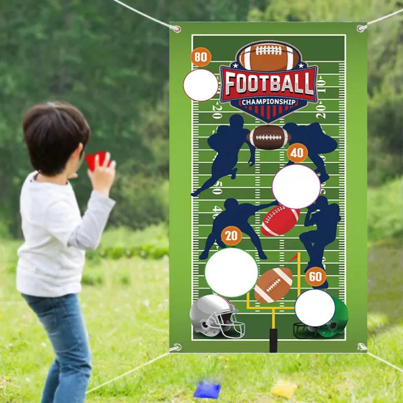 Rugby, Basketball & Football Sports Championship Bean Bag Toss Game Banner | Outdoor Throwing Match Play Banner