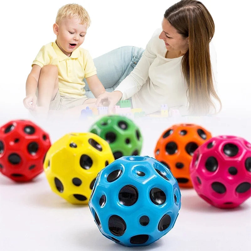 High-Resilience Porous Bouncy Ball | Anti-Fall Design with Moon Shape | Ideal for Indoor and Outdoor Games | Ergonomic Design for Kids