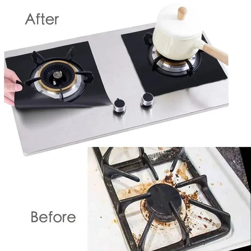 12pcs Gas Stove Protector Cooker Cover Liner Clean Mat Pad - Reusable Oil-proof Stovetop Protector for Gas Stove - Cookware Accessories