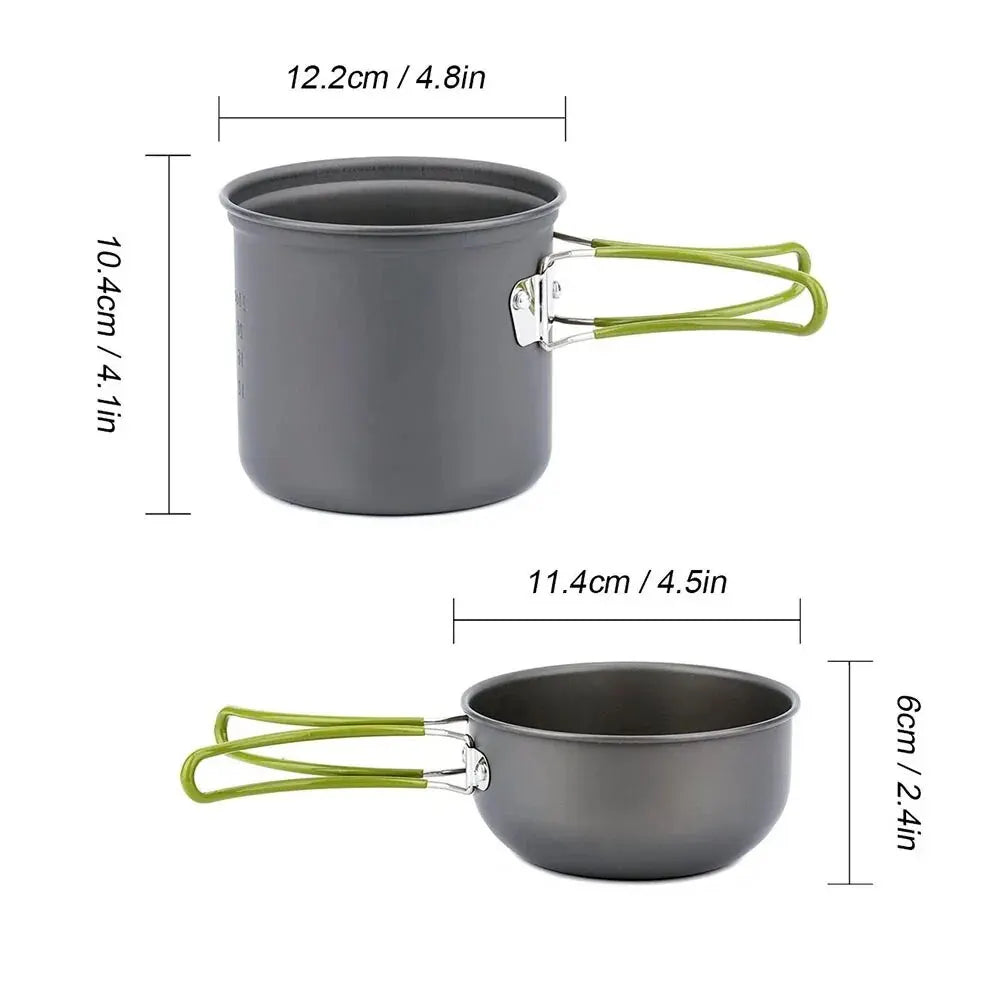 Camping Cookware Mess Kit: Ultralight Camping Pot Set, Outdoor Cooking Tableware for Hiking, Trekking, Picnic, Fishing, Mountaineering