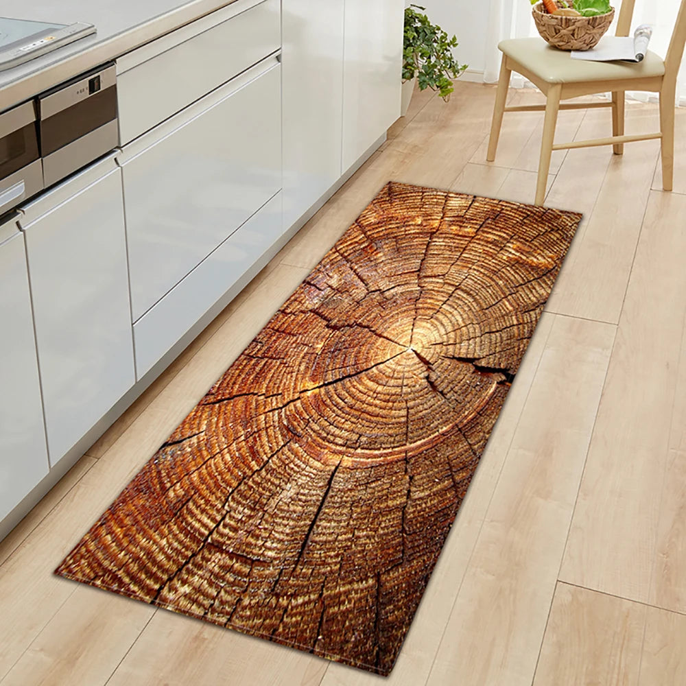 Kitchen Mat with Wood Pattern - Anti-Slip, Absorbent Long Rug for Bedroom, Living Room, Entrance Doormat, Home Hallway, Balcony Floor Mat